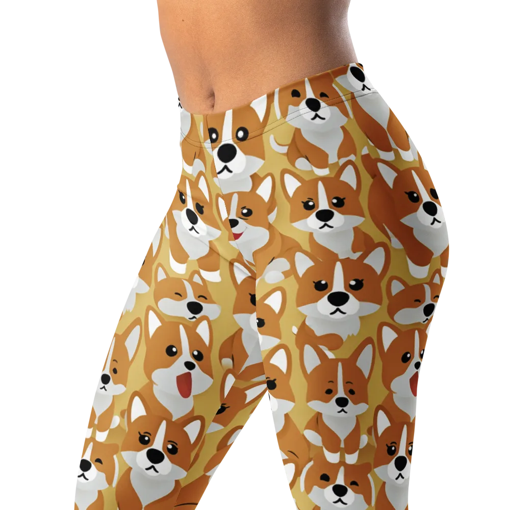 Amber Corgi Parade on Leggings — Left Front