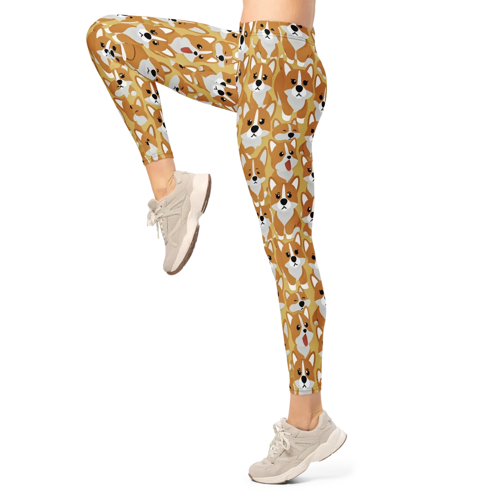 Amber Corgi Parade on Leggings — Left