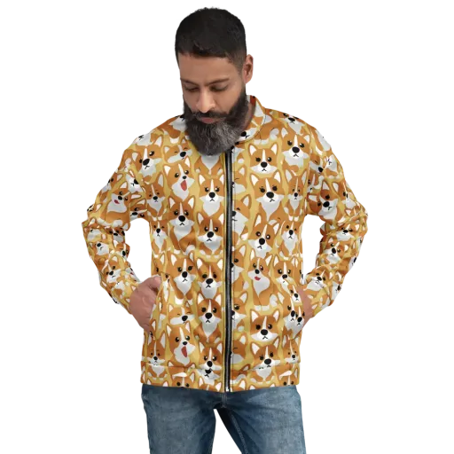 Amber Corgi Parade on a Bomber Jacket