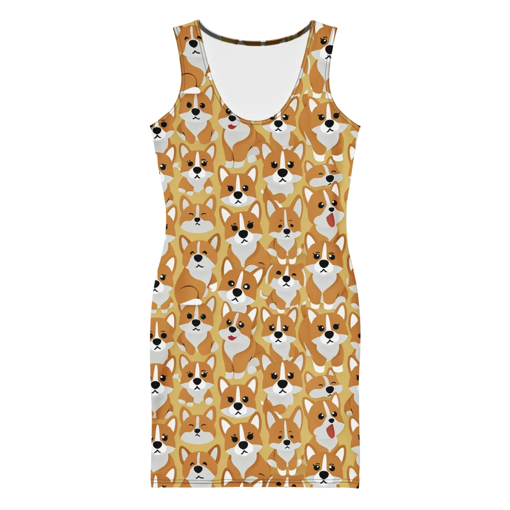 Amber Corgi Parade on Bodycon Dress — Front