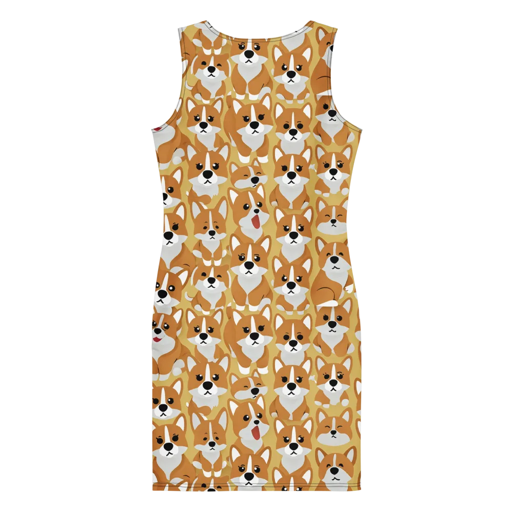Amber Corgi Parade on Bodycon Dress — Back