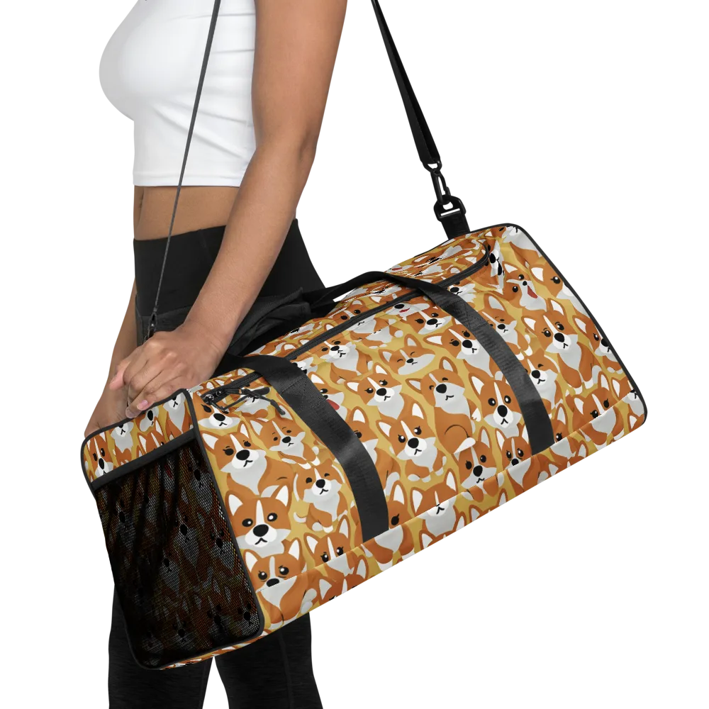Amber Corgi Parade on Duffle Bag — Front
