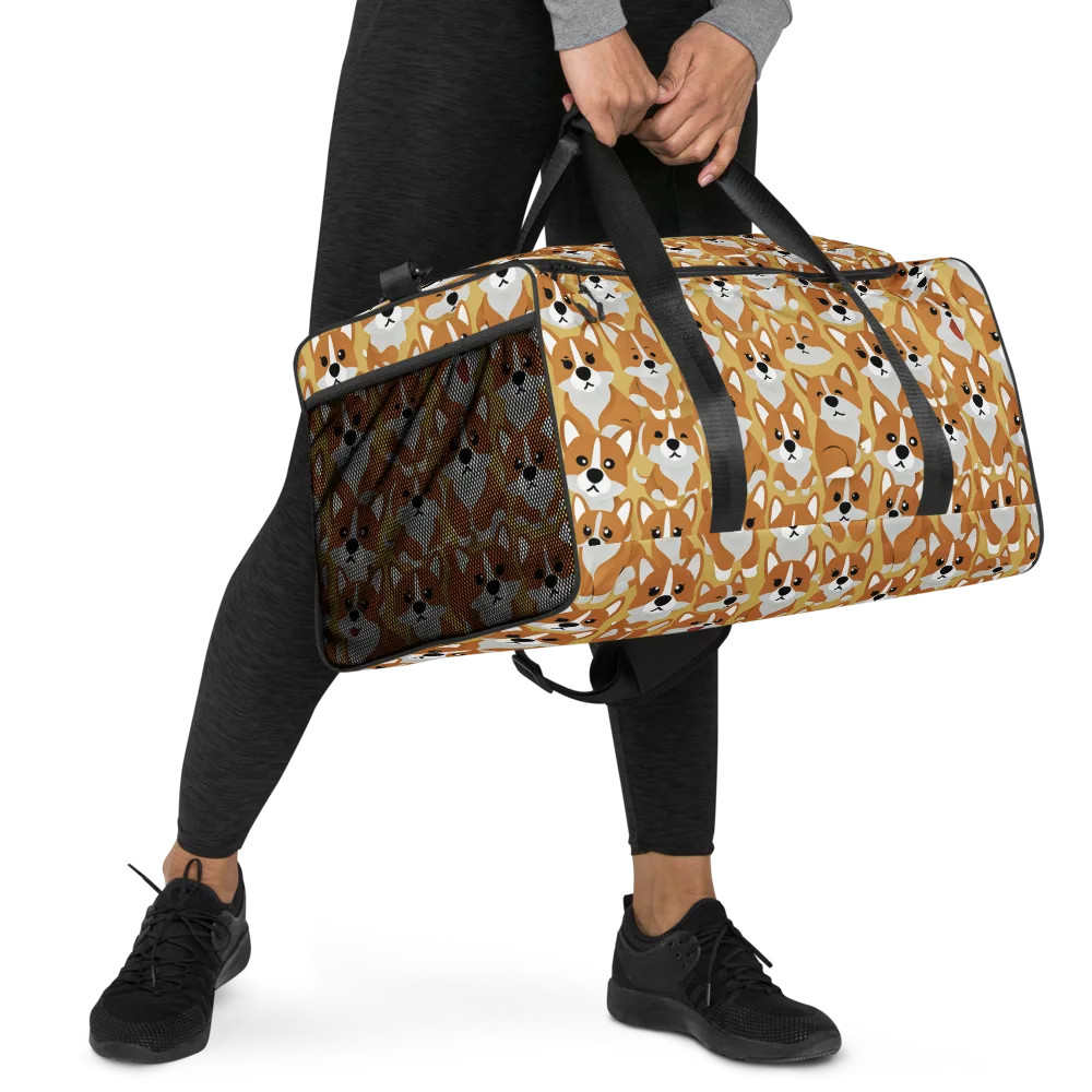Amber Corgi Parade on Duffle Bag — Right Front