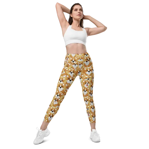 Amber Corgi Parade on a Leggings with Pockets