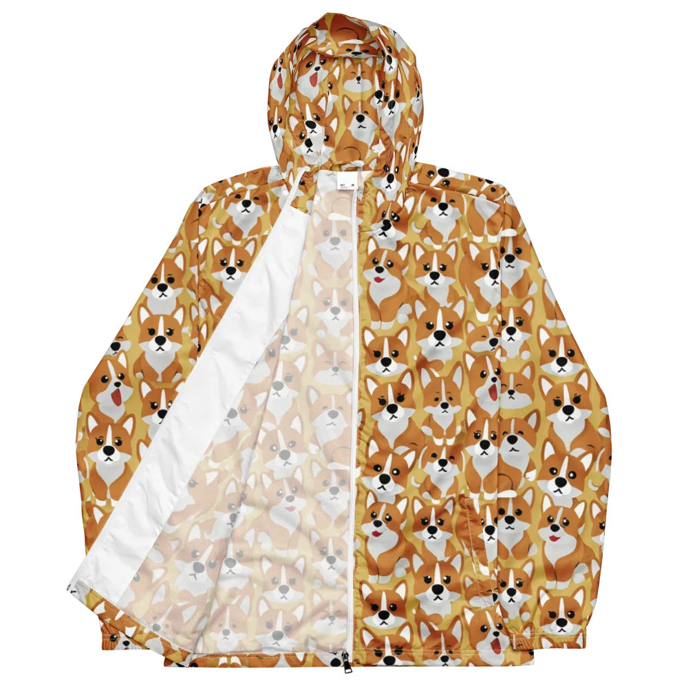Amber Corgi Parade on Men's Windbreaker — Front