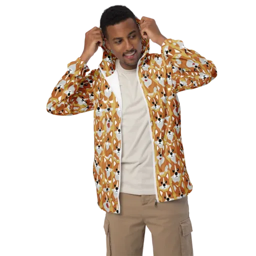 Amber Corgi Parade on a Men's Windbreaker