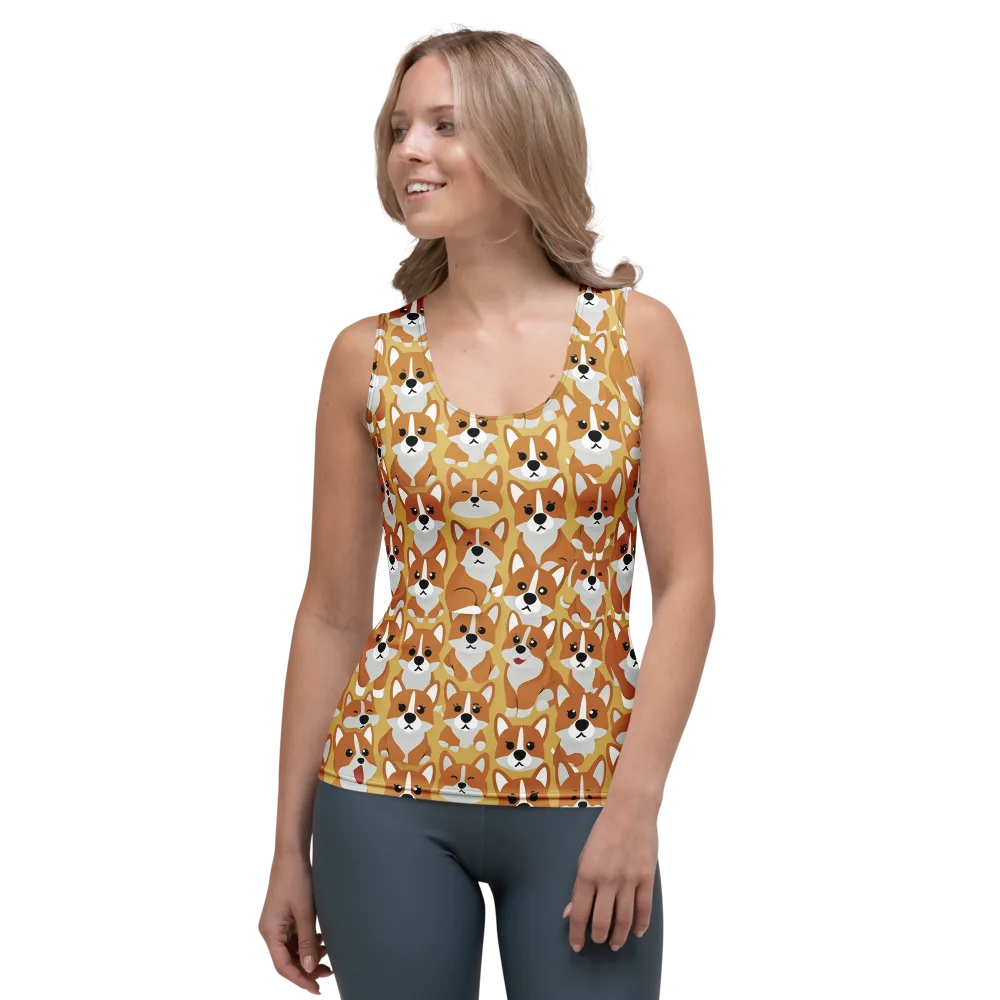 Amber Corgi Parade on Women's Tank Top — Front