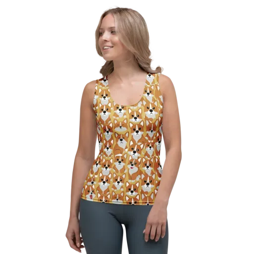 Amber Corgi Parade on a Women's Tank Top