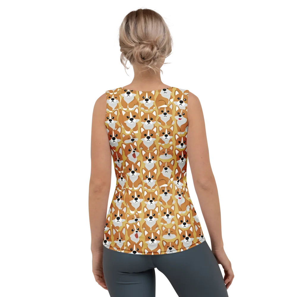 Amber Corgi Parade on Women's Tank Top — Back
