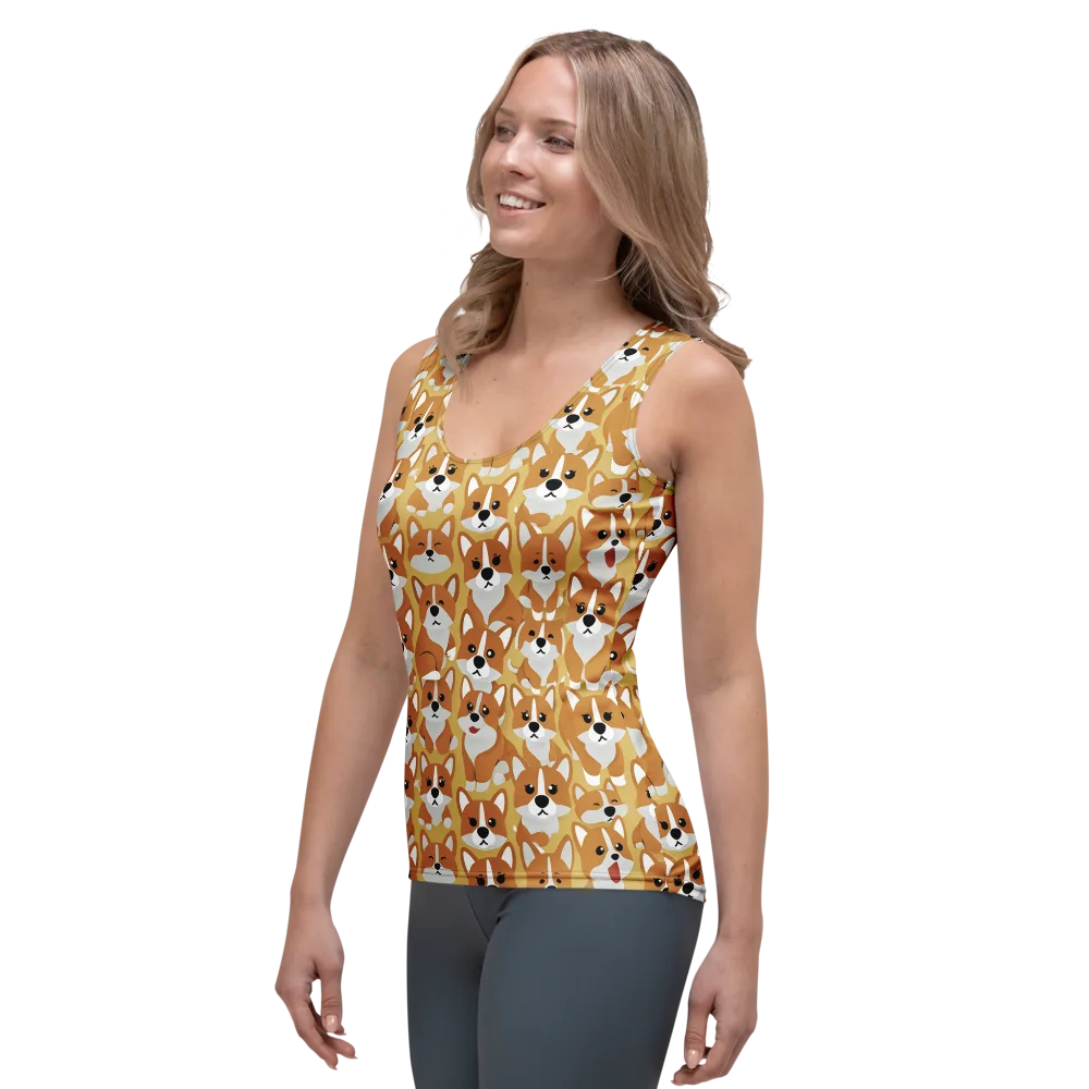 Amber Corgi Parade on Women's Tank Top — Left Front