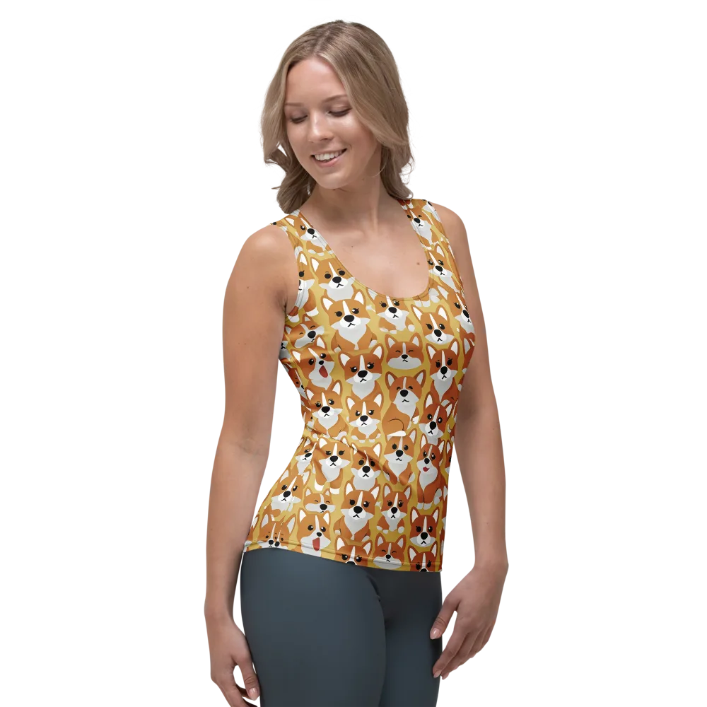 Amber Corgi Parade on Women's Tank Top — Right Front