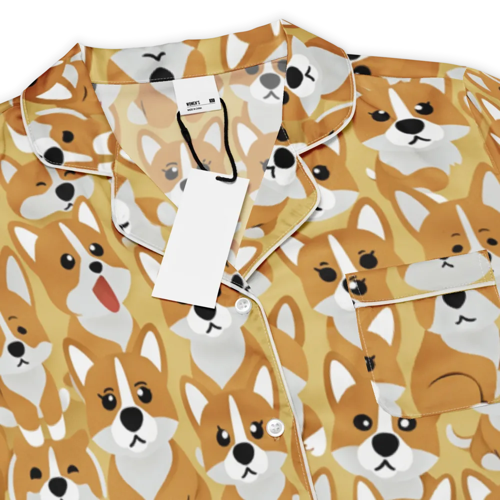 Amber Corgi Parade on Women's Short Sleeve Pajama Top — Product details