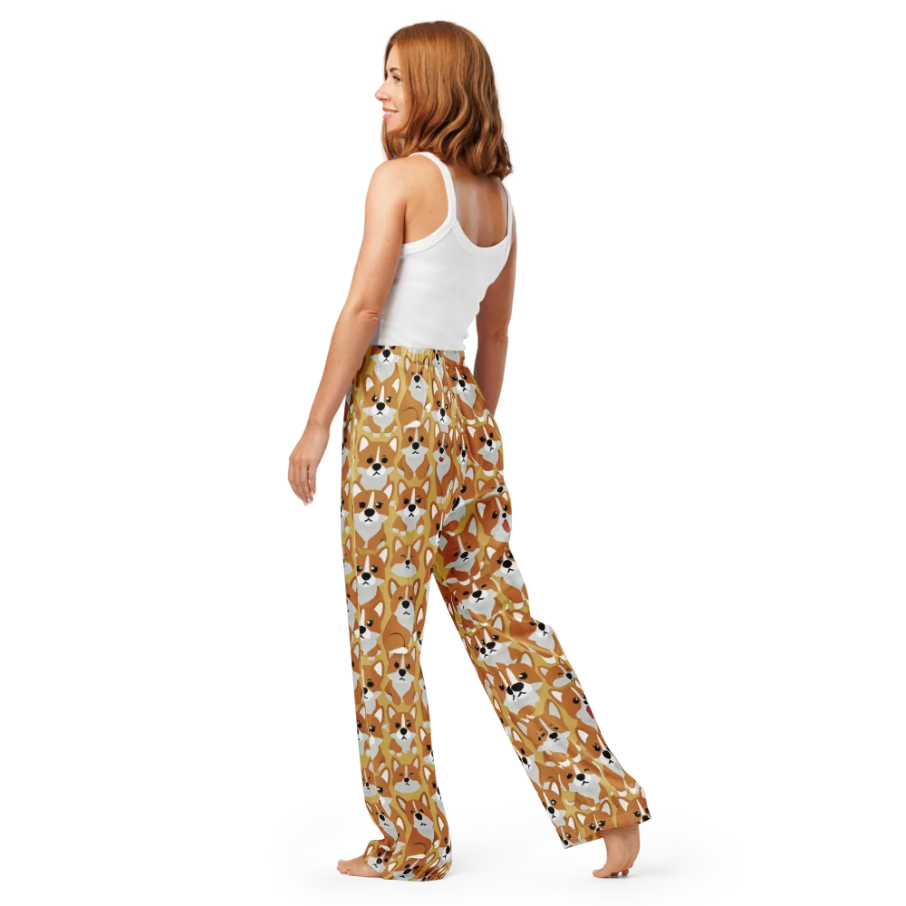 Amber Corgi Parade on Women's Pajama Pants — Back
