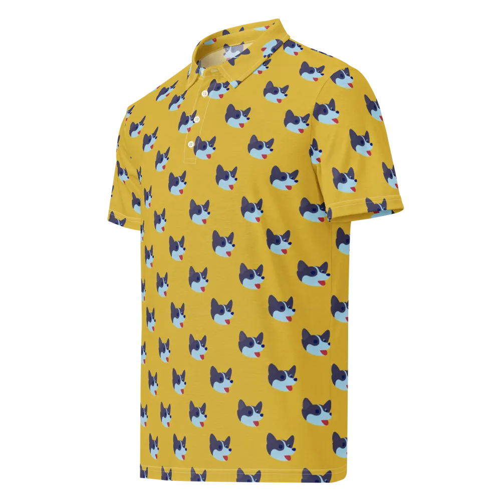 Golden Pup Parade on Men's Slim Fit Polo Shirt — Left Front