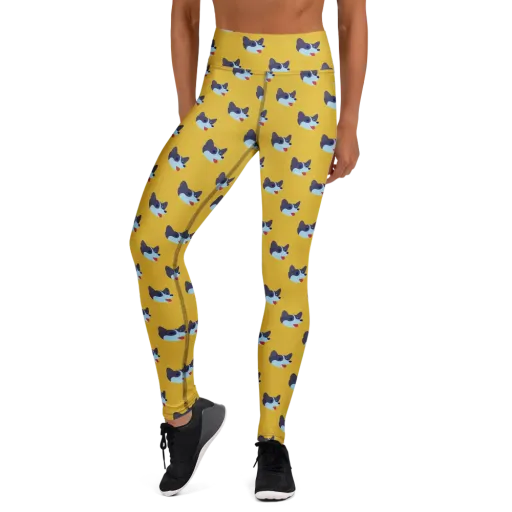 Golden Pup Parade on a Yoga Leggings