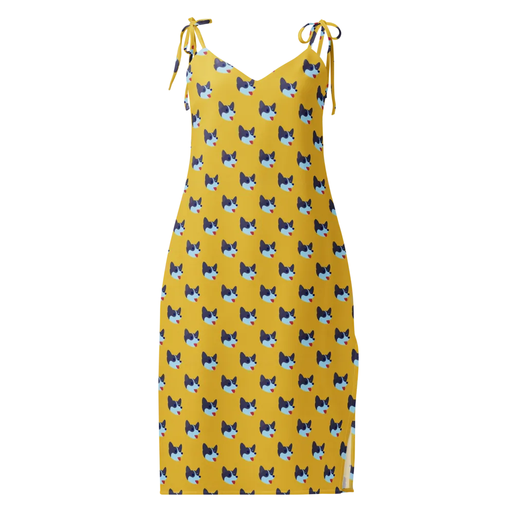 Golden Pup Parade on Slip Dress — Front