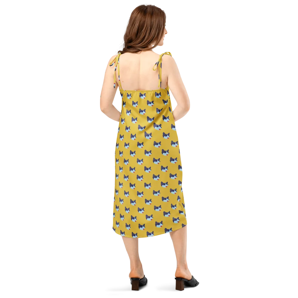 Golden Pup Parade on Slip Dress — Back