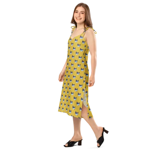 Golden Pup Parade on a Slip Dress