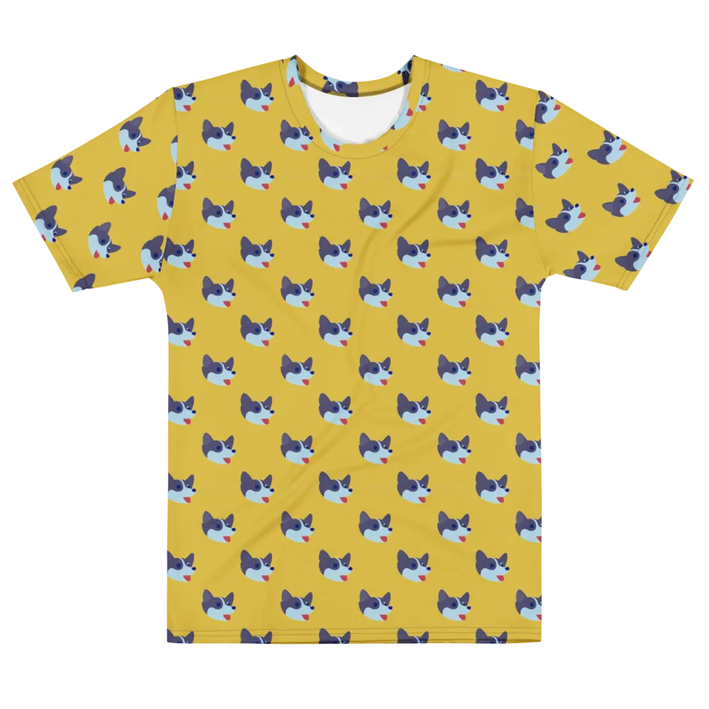 Golden Pup Parade on Men's Cotton Crew Neck T-Shirt — Front