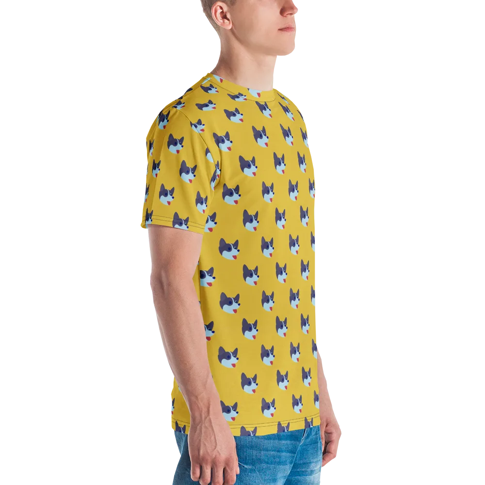 Golden Pup Parade on Men's Crew Neck T-Shirt — Right