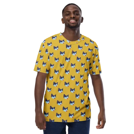 Golden Pup Parade on a Men's Crew Neck T-Shirt