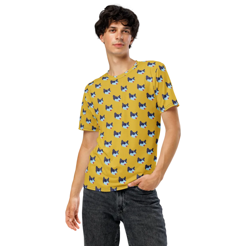 Golden Pup Parade on Men's Crew Neck T-Shirt — Front