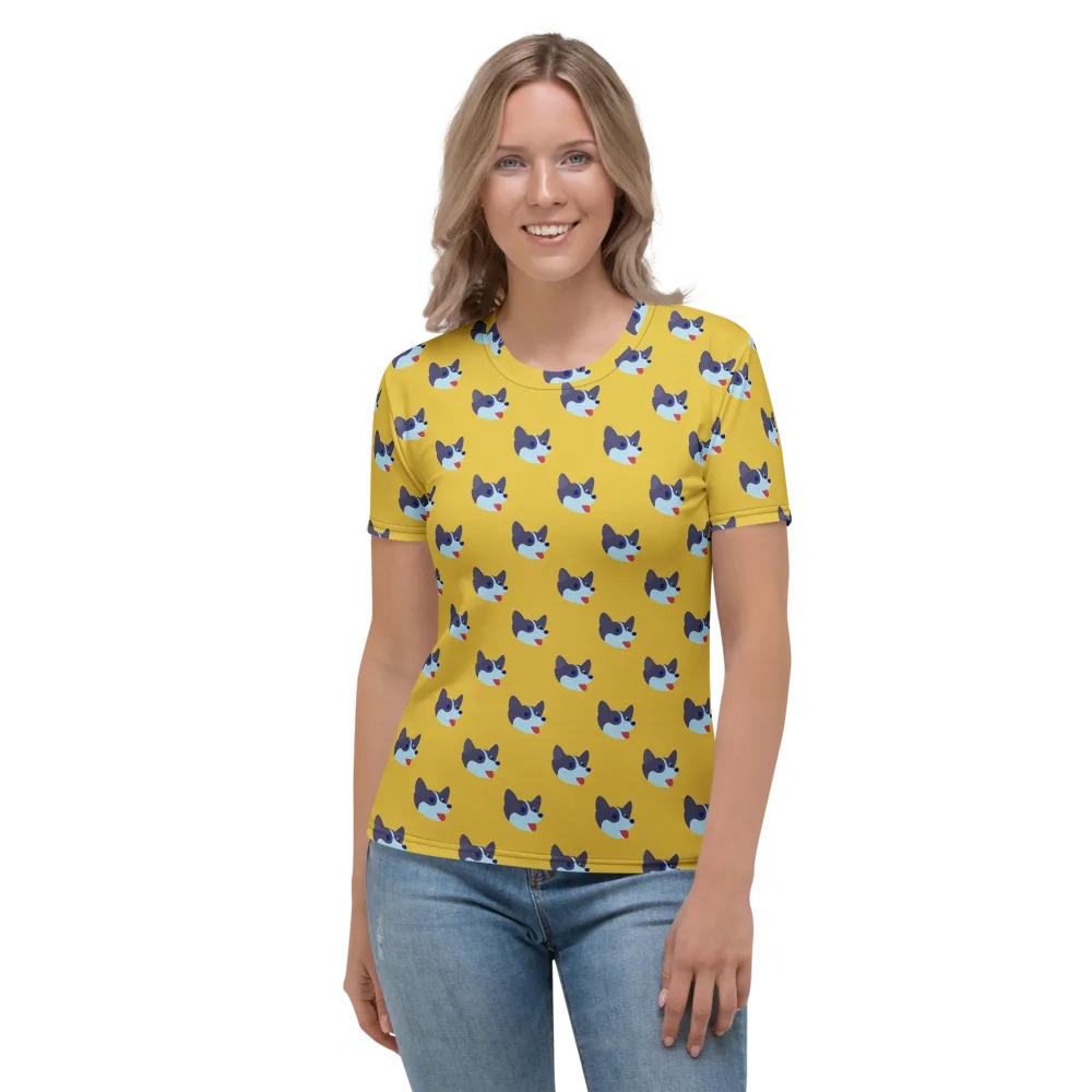 Golden Pup Parade on Women's Crew Neck T-Shirt — Front