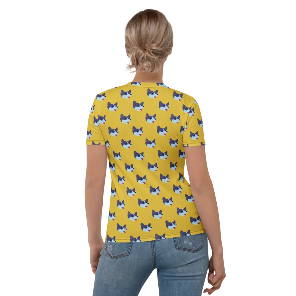 Golden Pup Parade on Women's Crew Neck T-Shirt — Back