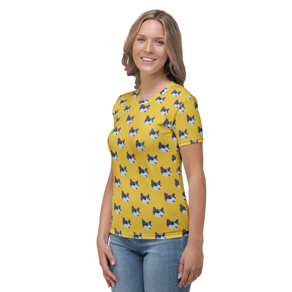 Golden Pup Parade on Women's Crew Neck T-Shirt — Left