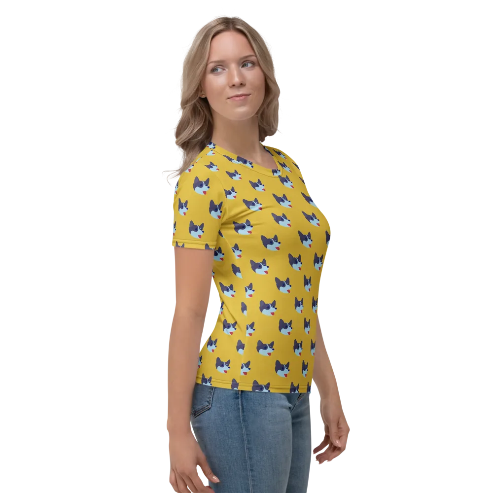 Golden Pup Parade on Women's Crew Neck T-Shirt — Right