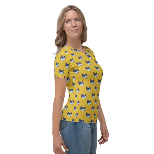 Golden Pup Parade on a Women's Crew Neck T-Shirt