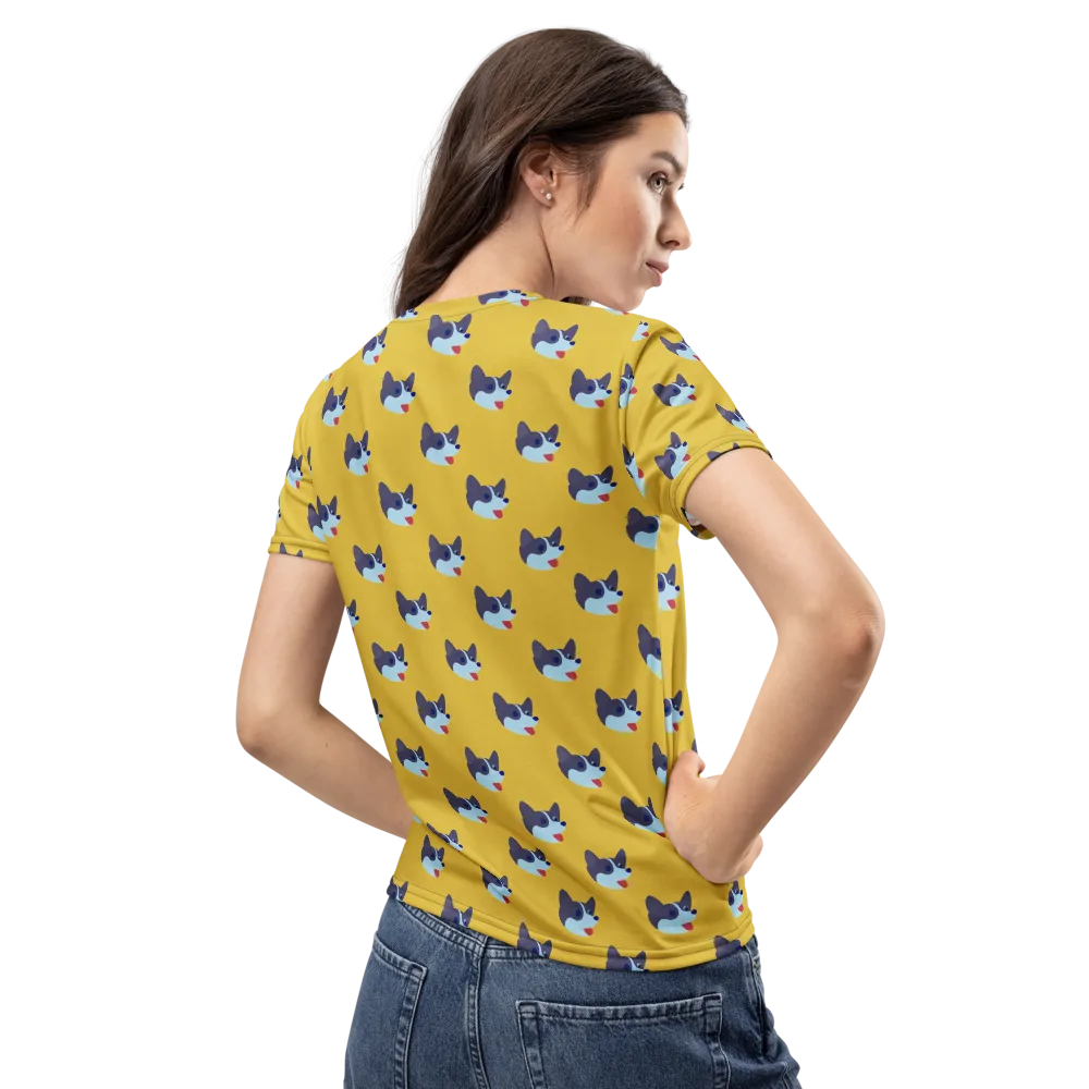 Golden Pup Parade on Women's Crew Neck T-Shirt — Back