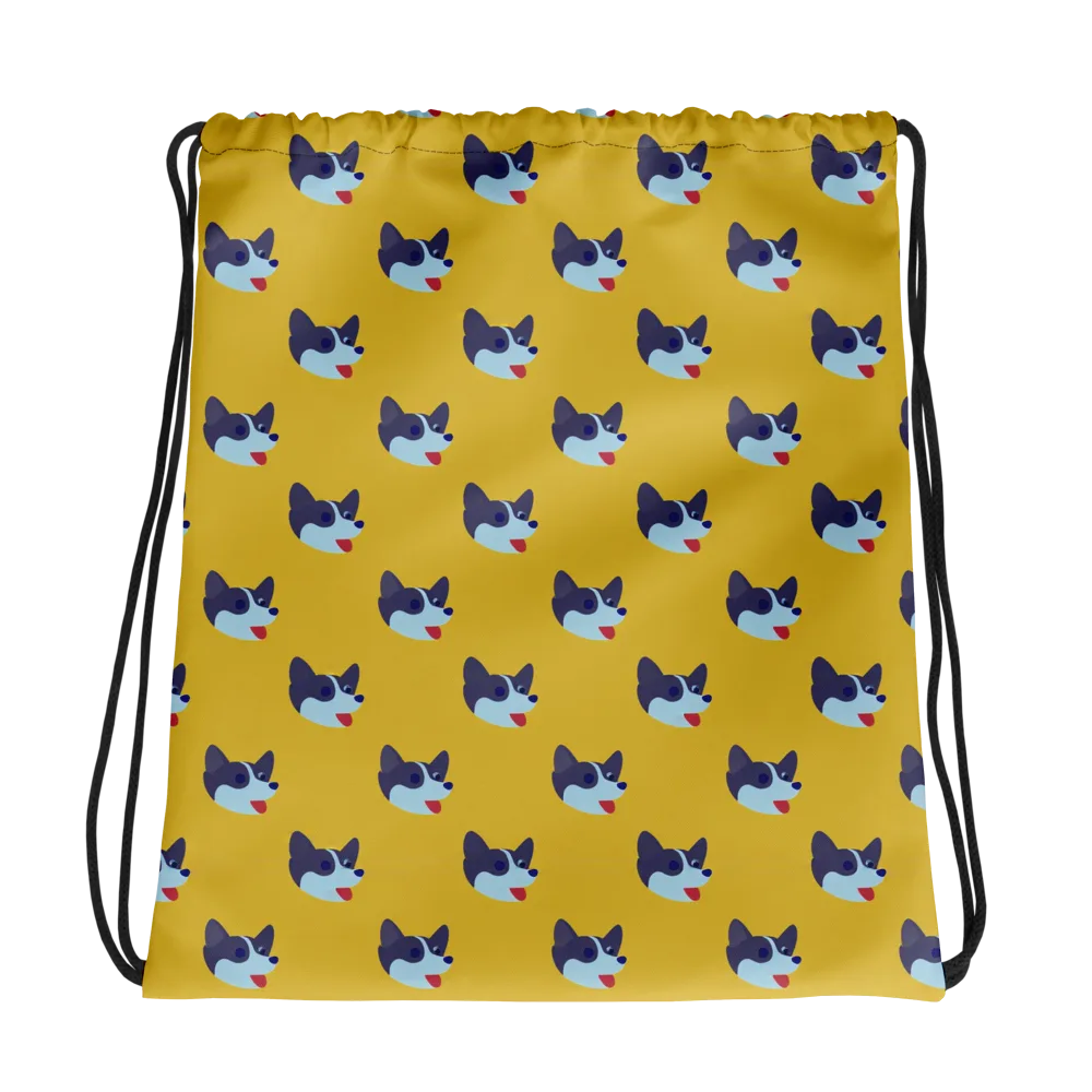 Golden Pup Parade on Drawstring Bag — Photo