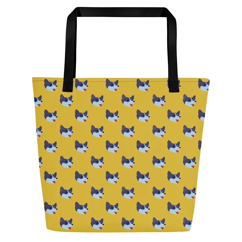 Golden Pup Parade on Large Tote Bag W/ Pocket — Front
