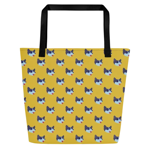 Golden Pup Parade on a Large Tote Bag W/ Pocket