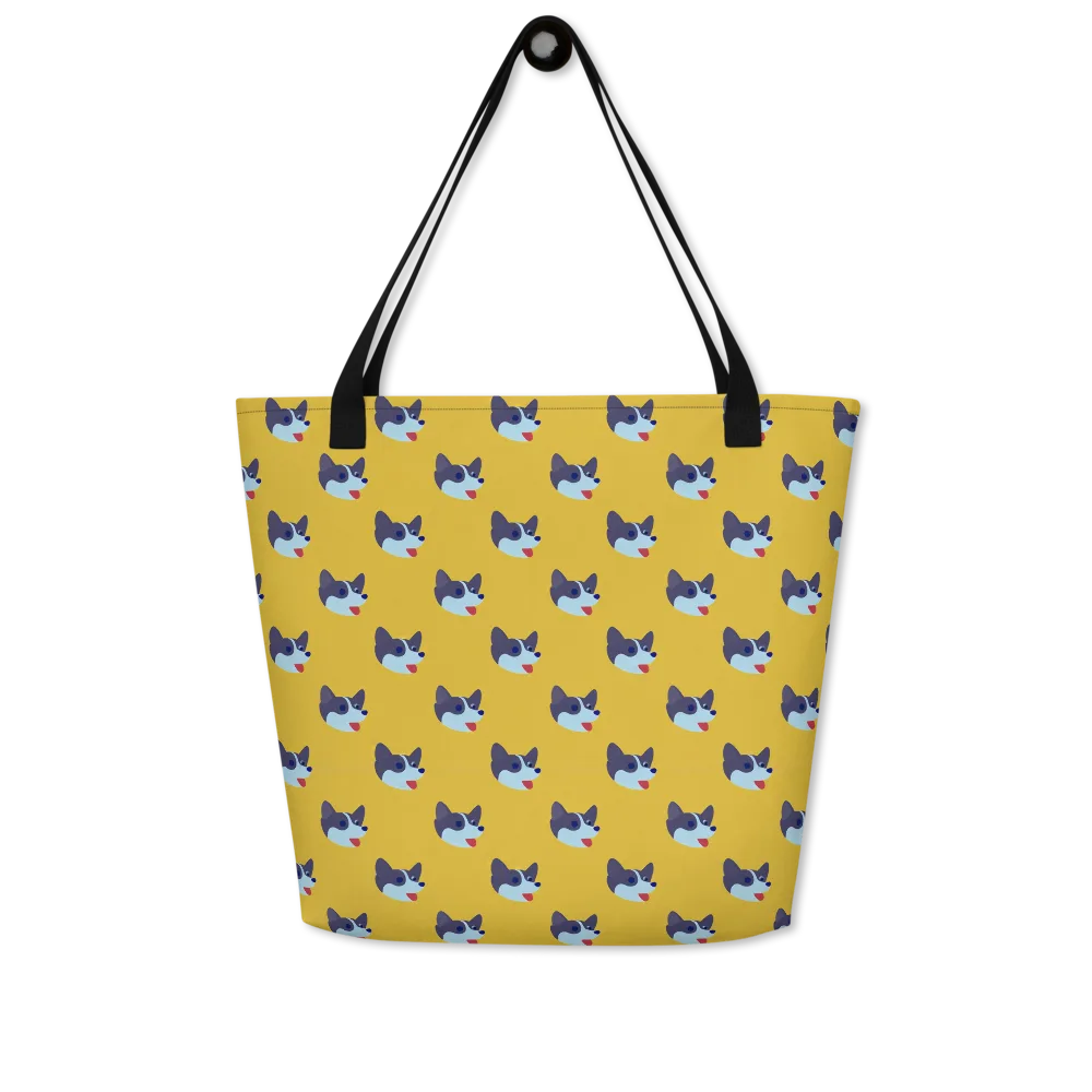 Golden Pup Parade on Large Tote Bag W/ Pocket — Front