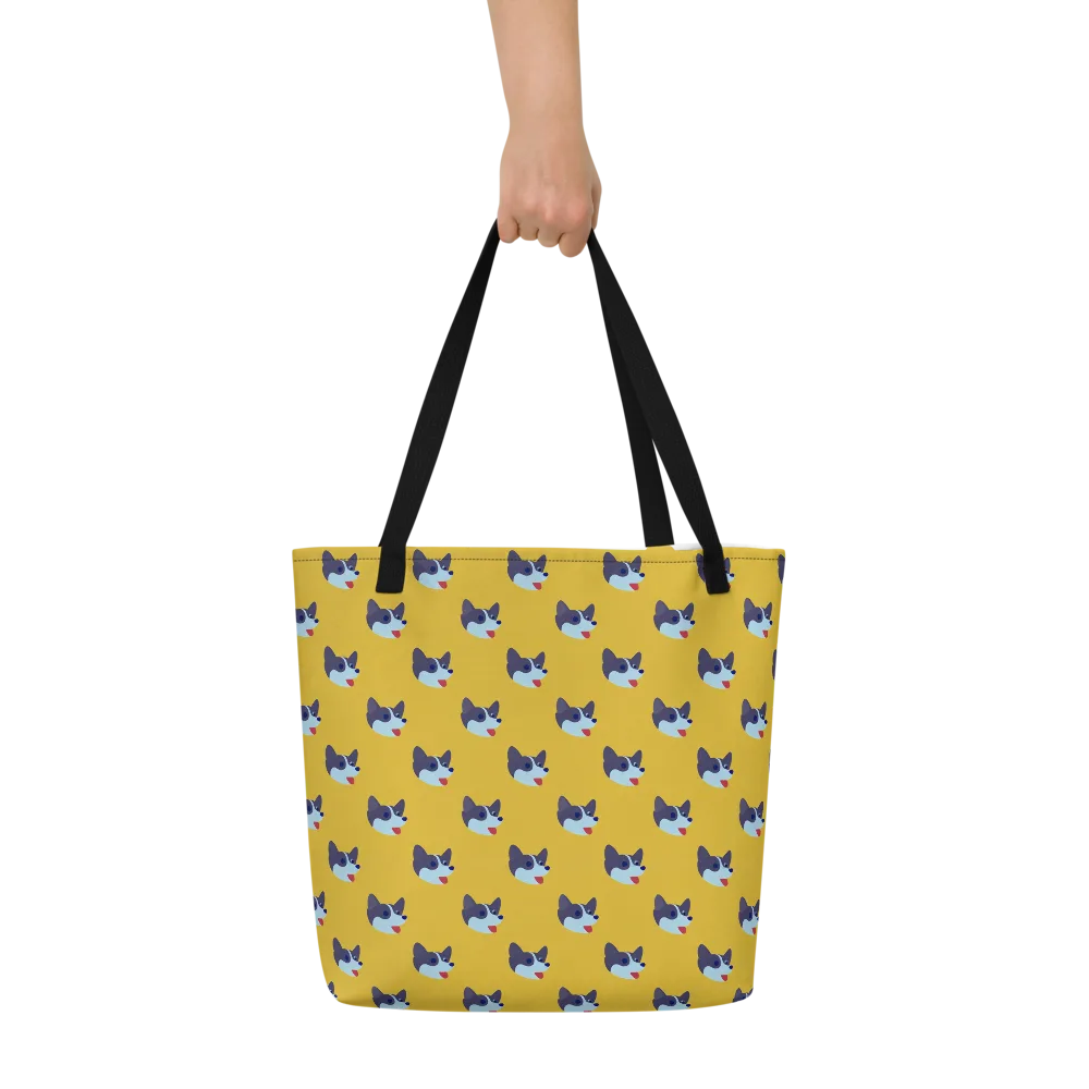 Golden Pup Parade on Large Tote Bag W/ Pocket — Front