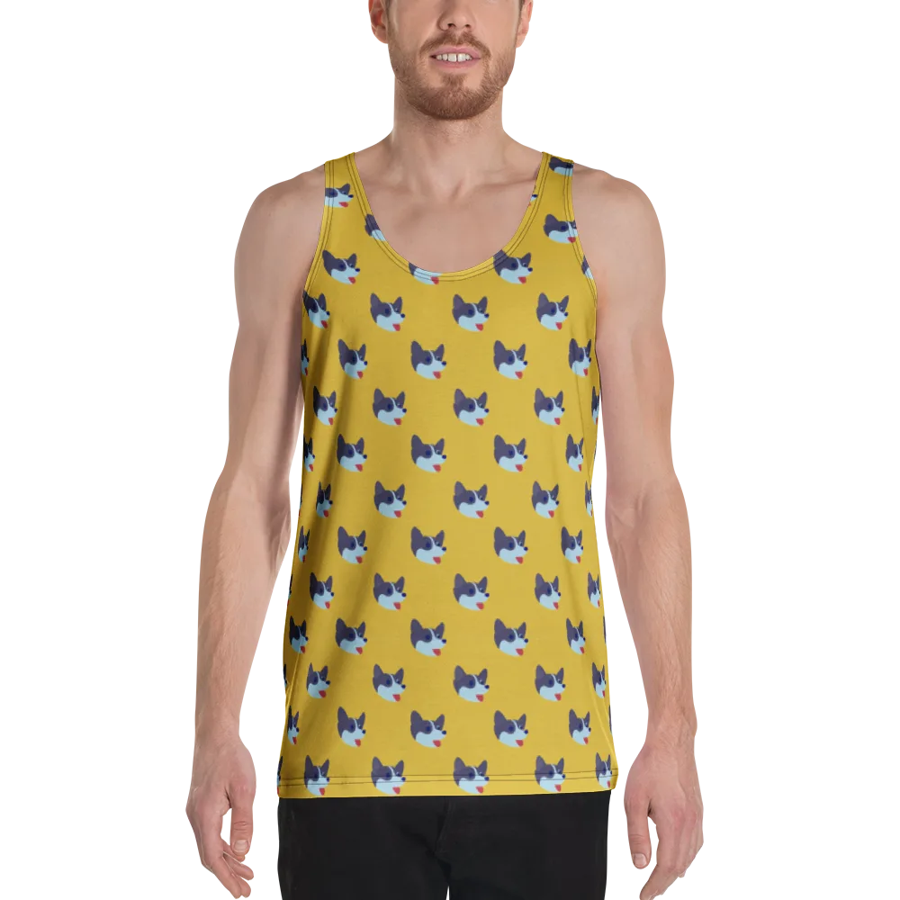 Golden Pup Parade on Men's Tank Top — Front
