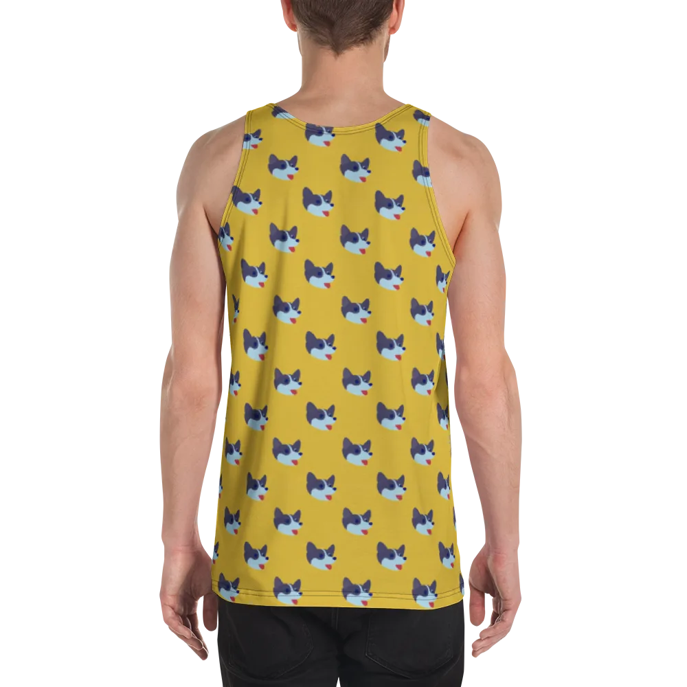 Golden Pup Parade on Men's Tank Top — Back