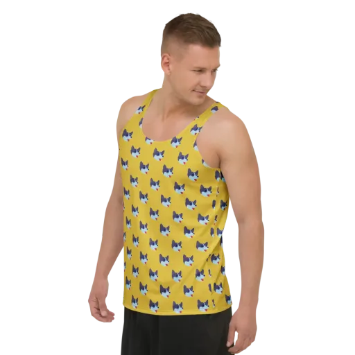 Golden Pup Parade on a Men's Tank Top