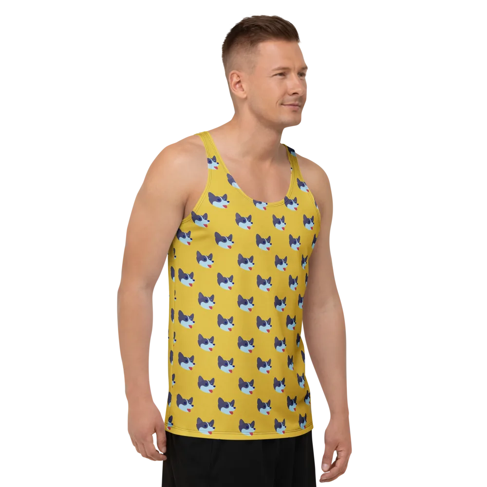 Golden Pup Parade on Men's Tank Top — Right Front