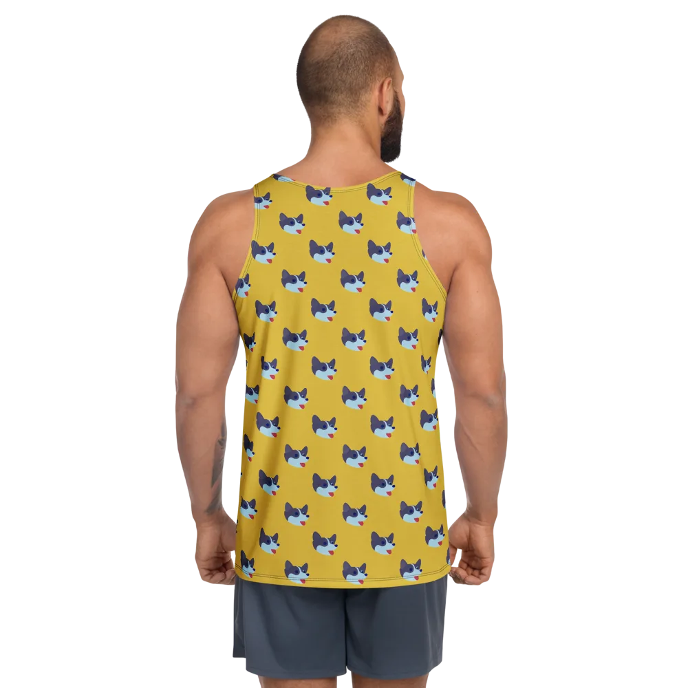 Golden Pup Parade on Men's Tank Top — Back