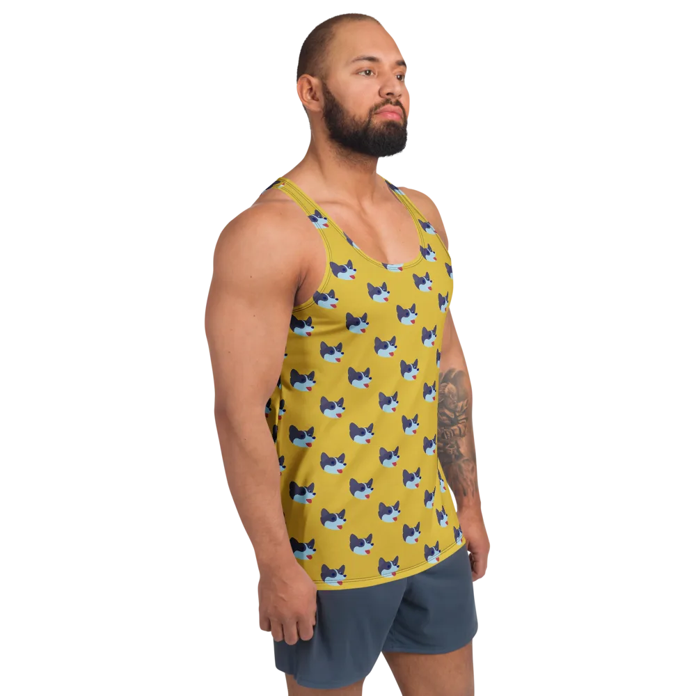 Golden Pup Parade on Men's Tank Top — Right Front