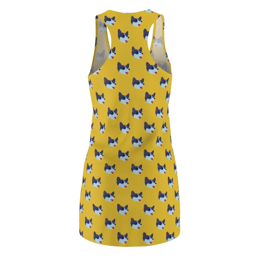Golden Pup Parade on Racerback Dress — Back