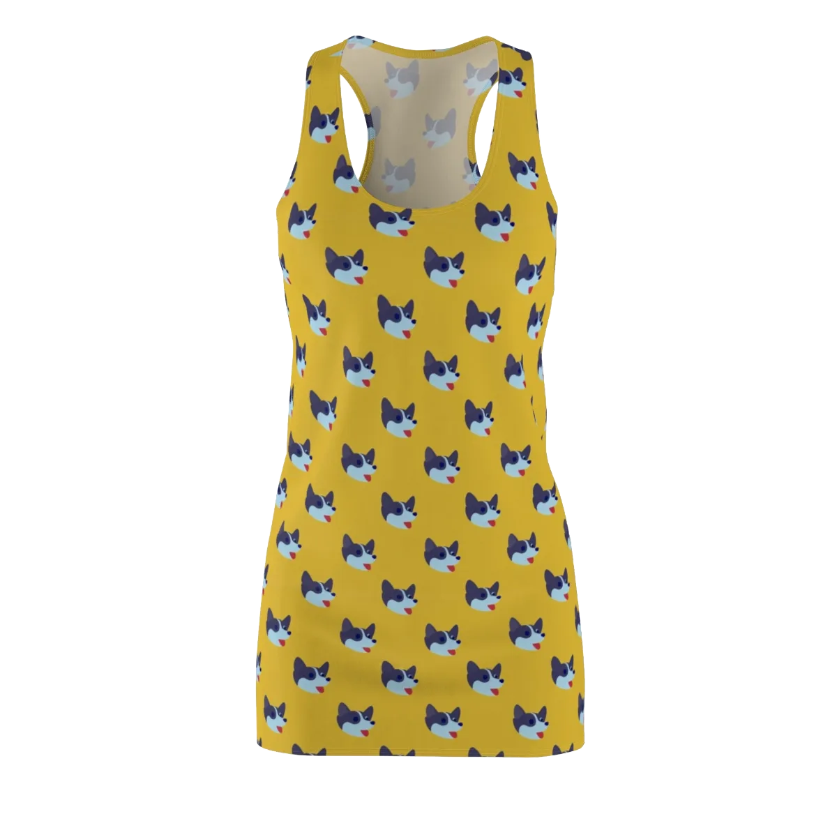Golden Pup Parade on Racerback Dress — Front