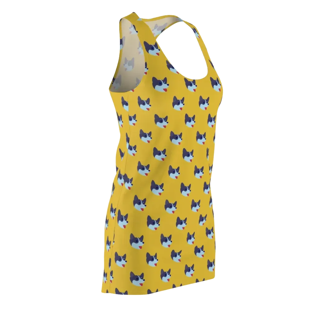Golden Pup Parade on Racerback Dress — Front Side