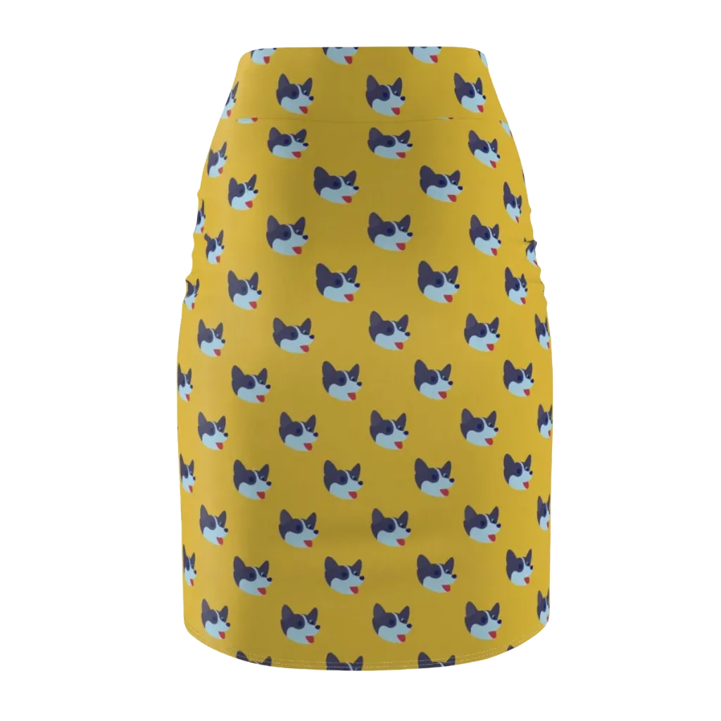 Golden Pup Parade on Pencil Skirt — Back