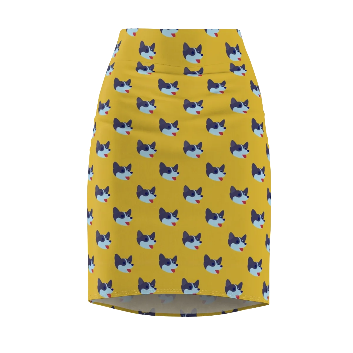 Golden Pup Parade on Pencil Skirt — Front