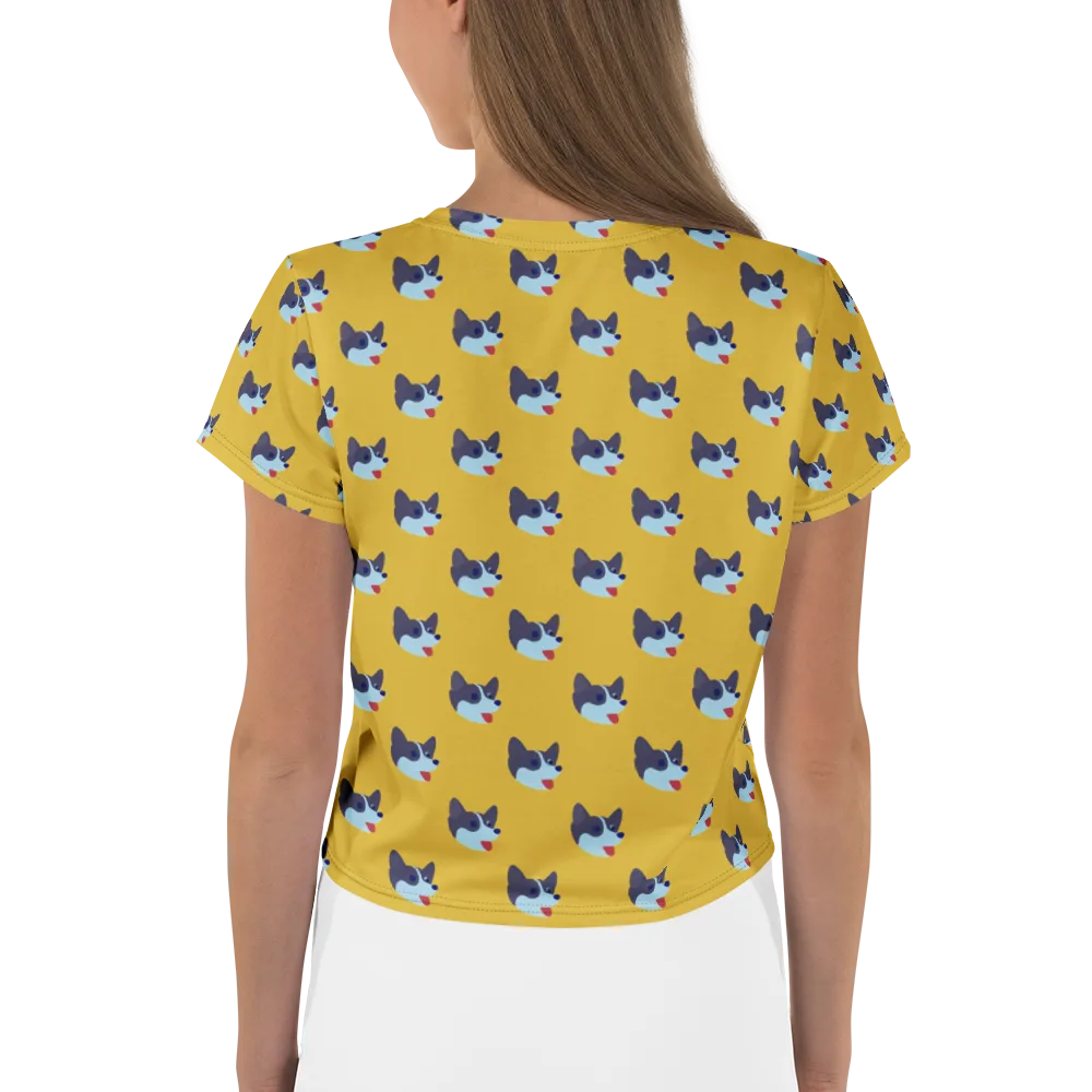 Golden Pup Parade on Crop Tee — Back