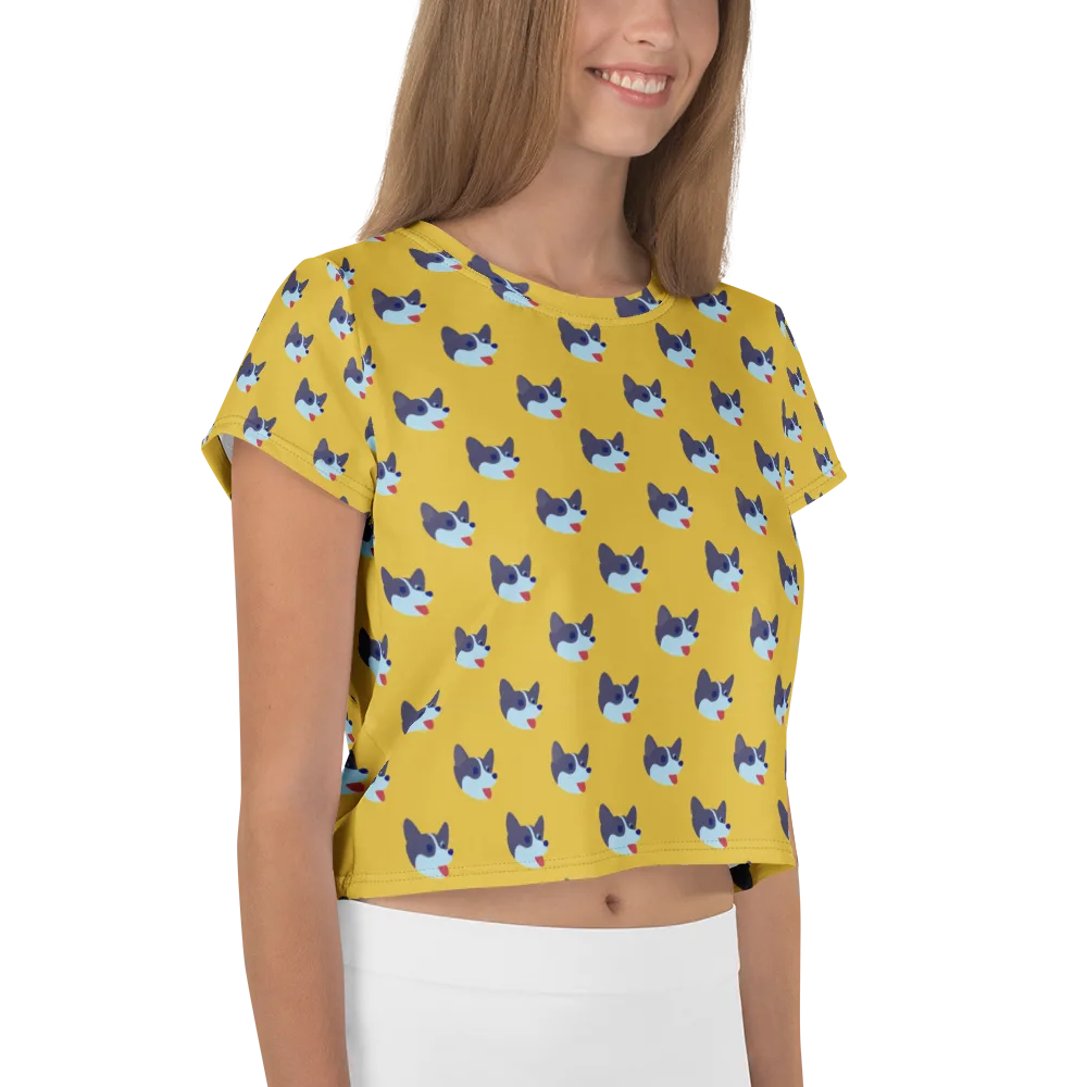 Golden Pup Parade on Crop Tee — Right